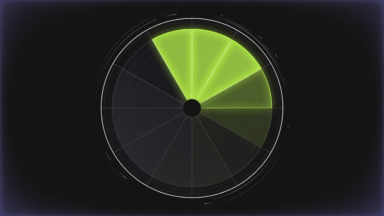 Sector rotation wheel — top performing sectors glowing green, lagging sectors faded